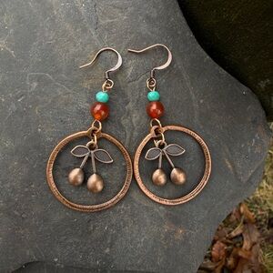 Earth Art Handcrafted Copper Cherry Earrings